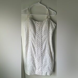 Lilly Pulitzer Shelli Resort White Eyelet Shift Tie Back Dress Size 12